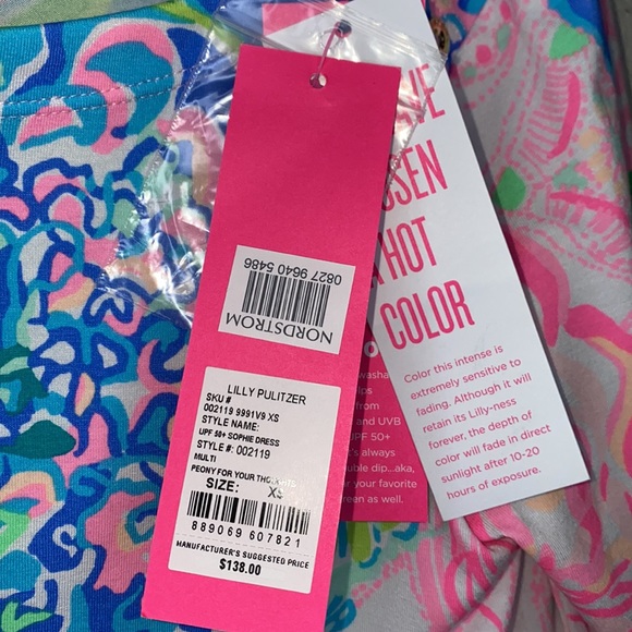 Lilly Pulitzer UPF 50 Sophie Dress Peony For Your Thoughts Size XS - Picture 7 of 8